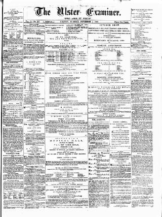 cover page of Ulster Examiner and Northern Star published on November 2, 1869