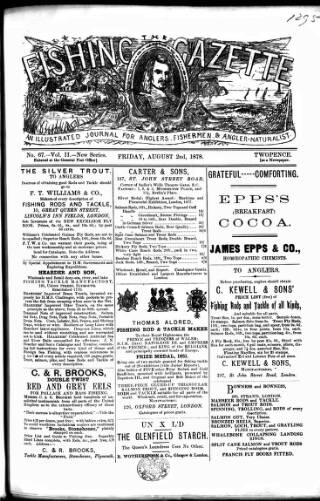 cover page of Fishing Gazette published on August 2, 1878