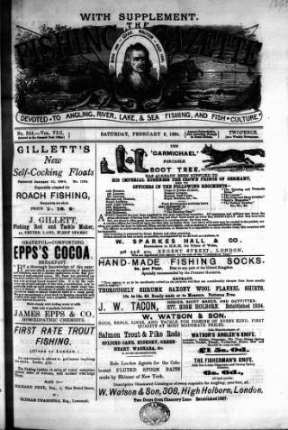 cover page of Fishing Gazette published on February 2, 1884