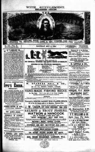cover page of Fishing Gazette published on May 2, 1885
