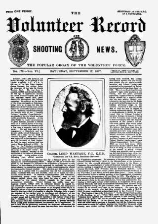 cover page of Volunteer Record & Shooting News published on September 17, 1887
