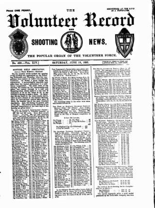 cover page of Volunteer Record & Shooting News published on June 18, 1892