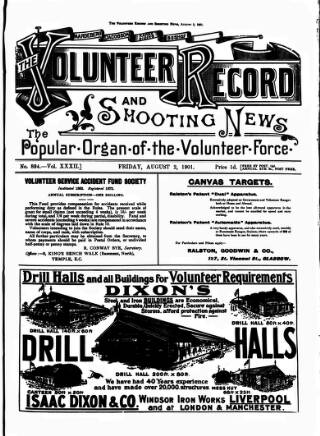 cover page of Volunteer Record & Shooting News published on August 2, 1901