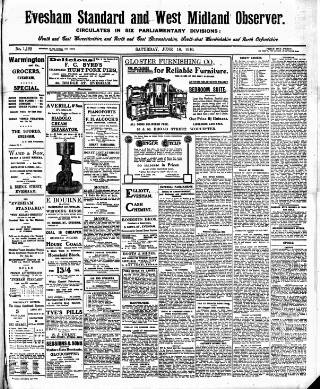 cover page of Evesham Standard & West Midland Observer published on June 18, 1910