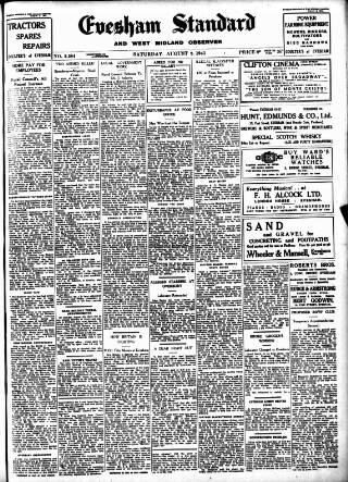 cover page of Evesham Standard & West Midland Observer published on August 2, 1941