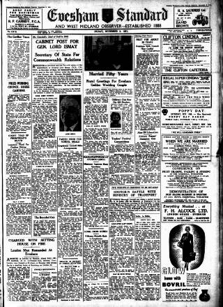cover page of Evesham Standard & West Midland Observer published on November 2, 1951