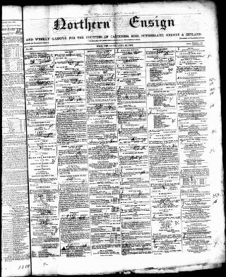 cover page of Northern Ensign and Weekly Gazette published on June 18, 1863