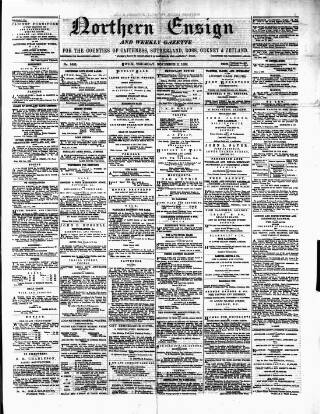 cover page of Northern Ensign and Weekly Gazette published on November 2, 1882