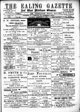 cover page of Ealing Gazette and West Middlesex Observer published on February 2, 1901