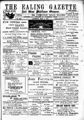 cover page of Ealing Gazette and West Middlesex Observer published on May 4, 1901
