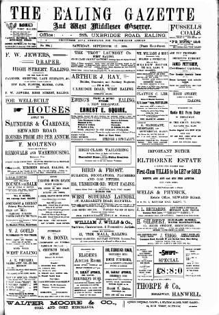 cover page of Ealing Gazette and West Middlesex Observer published on September 17, 1904