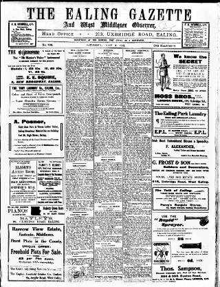 cover page of Ealing Gazette and West Middlesex Observer published on May 4, 1912