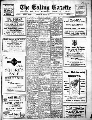 cover page of Ealing Gazette and West Middlesex Observer published on May 2, 1914