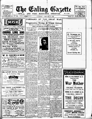 cover page of Ealing Gazette and West Middlesex Observer published on February 2, 1918