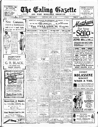 cover page of Ealing Gazette and West Middlesex Observer published on June 18, 1921