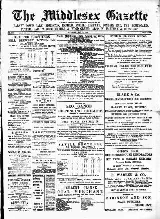 cover page of Middlesex Gazette published on May 2, 1891