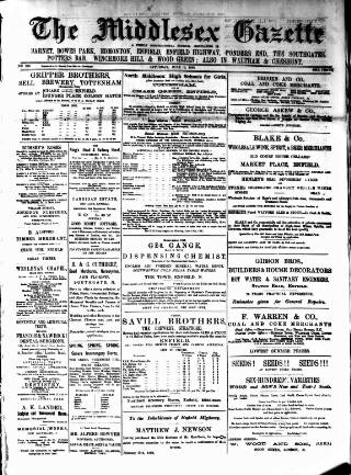 cover page of Middlesex Gazette published on June 18, 1892