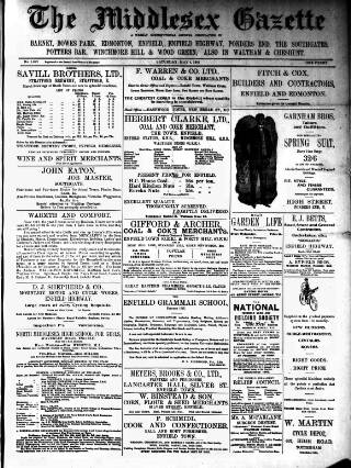 cover page of Middlesex Gazette published on May 4, 1907