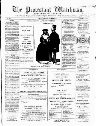 cover page of Protestant Watchman and Lurgan Gazette published on November 2, 1861