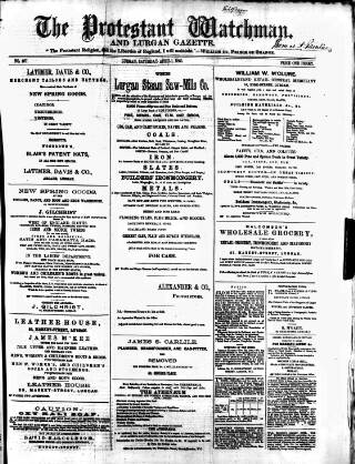 cover page of Protestant Watchman and Lurgan Gazette published on April 1, 1865