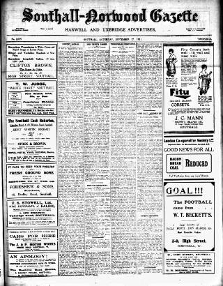 cover page of West Middlesex Gazette published on September 17, 1921