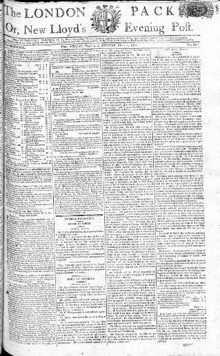cover page of London Packet and New Lloyd's Evening Post published on May 4, 1801