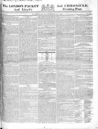 cover page of London Packet and New Lloyd's Evening Post published on September 17, 1823