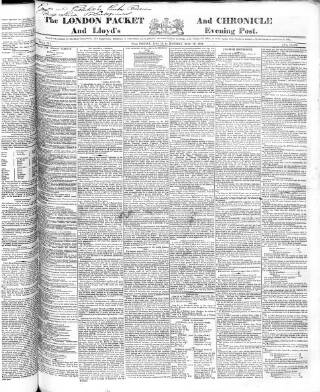 cover page of London Packet and New Lloyd's Evening Post published on June 18, 1832