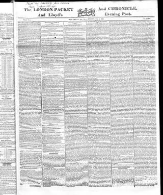 cover page of London Packet and New Lloyd's Evening Post published on February 2, 1835