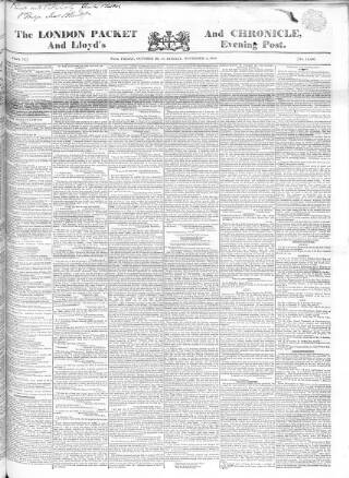 cover page of London Packet and New Lloyd's Evening Post published on November 2, 1835