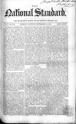 cover page of National Standard published on September 17, 1859