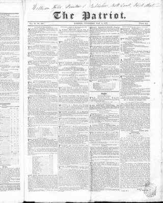 cover page of Patriot published on May 4, 1837