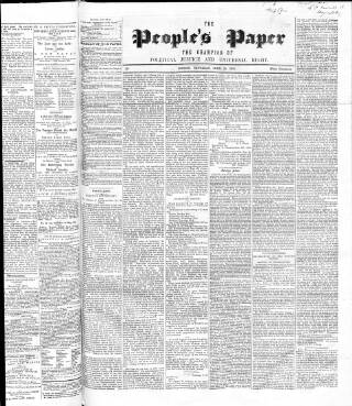 cover page of People's Paper published on June 18, 1853