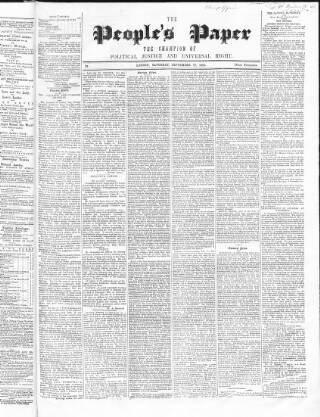 cover page of People's Paper published on September 17, 1853