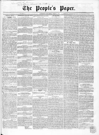 cover page of People's Paper published on May 8, 1858