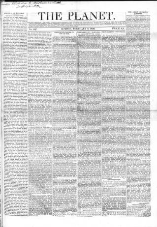 cover page of Planet published on February 2, 1840