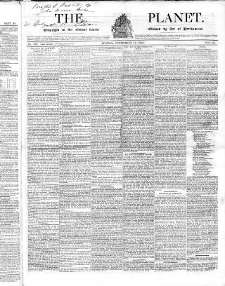 cover page of Planet published on September 17, 1843