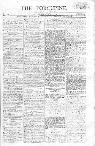 cover page of Porcupine published on May 2, 1801