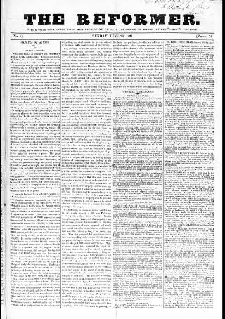 cover page of Reformer (London) published on June 26, 1831