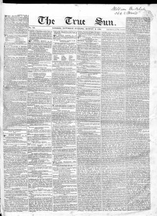 cover page of True Sun published on August 2, 1834