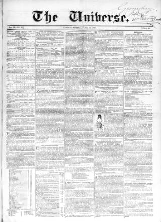 cover page of Universe published on June 18, 1847