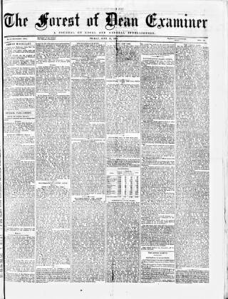 cover page of Forest of Dean Examiner published on June 18, 1875