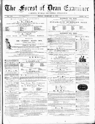 cover page of Forest of Dean Examiner published on February 2, 1877