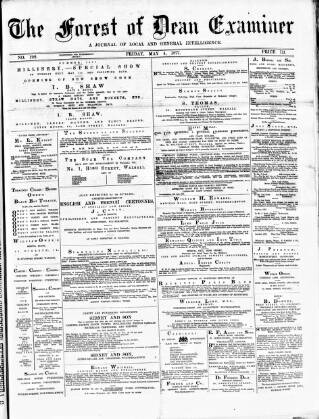 cover page of Forest of Dean Examiner published on May 4, 1877