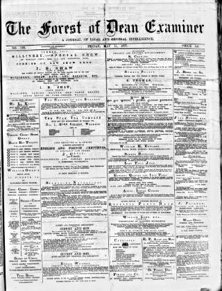 cover page of Forest of Dean Examiner published on May 11, 1877