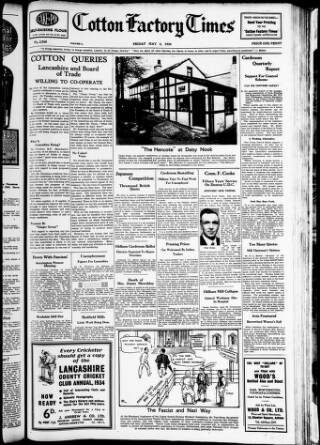cover page of Cotton Factory Times published on May 4, 1934