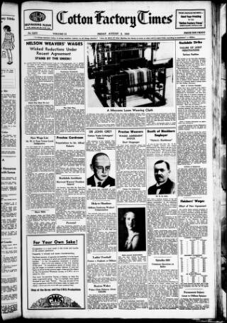 cover page of Cotton Factory Times published on August 2, 1935