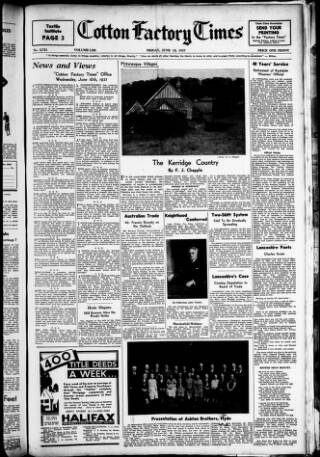 cover page of Cotton Factory Times published on June 18, 1937