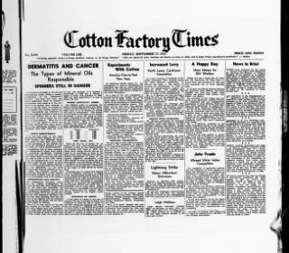 cover page of Cotton Factory Times published on September 17, 1937