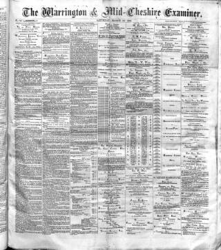 cover page of Warrington Examiner published on March 19, 1881